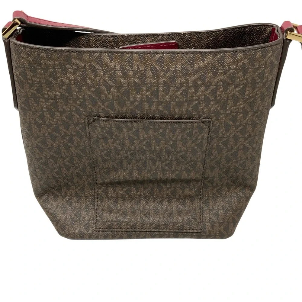Michael Kors Kimberly‎ Small Bucket Crossbody Purse Brown Merlot Strap Magnetic